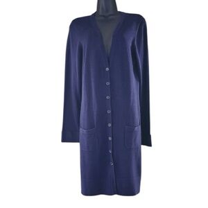 Anne Fontaine SOFT midnight blue pockets cotton cardigan/sweater Sz 42
